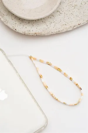 Beaded Phone Charm - Peach