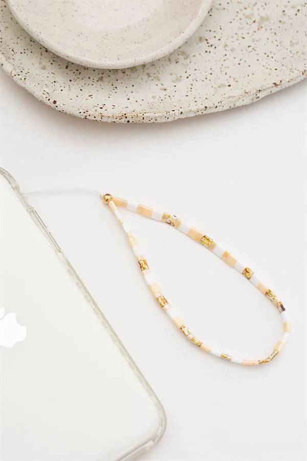 Beaded Phone Charm - Peach