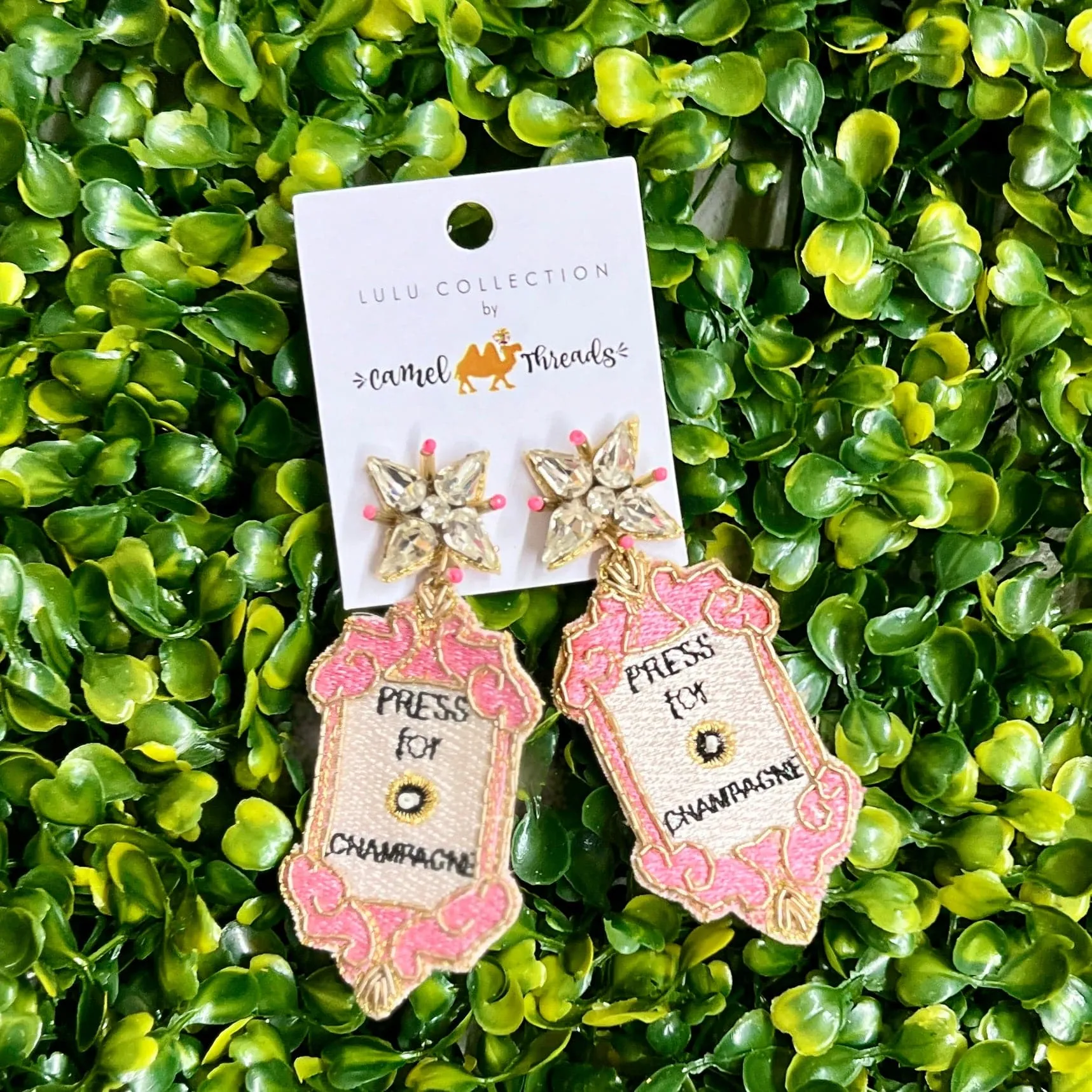 Beaded Press For Champagne Earrings