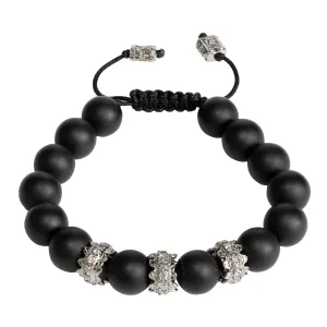 BEADED PULL BRACELET WITH BLACK ONYX AND GREY DIAMONDS