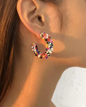 Beaded Statement Hoops