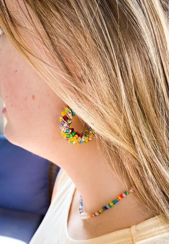 Beaded Statement Hoops