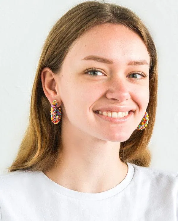 Beaded Statement Hoops