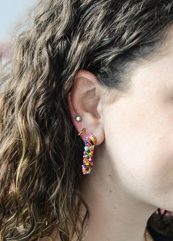 Beaded Statement Hoops