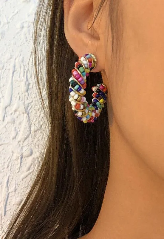 Beaded Statement Hoops