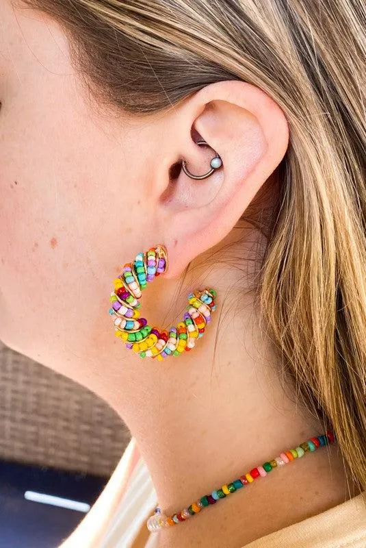 Beaded Statement Hoops