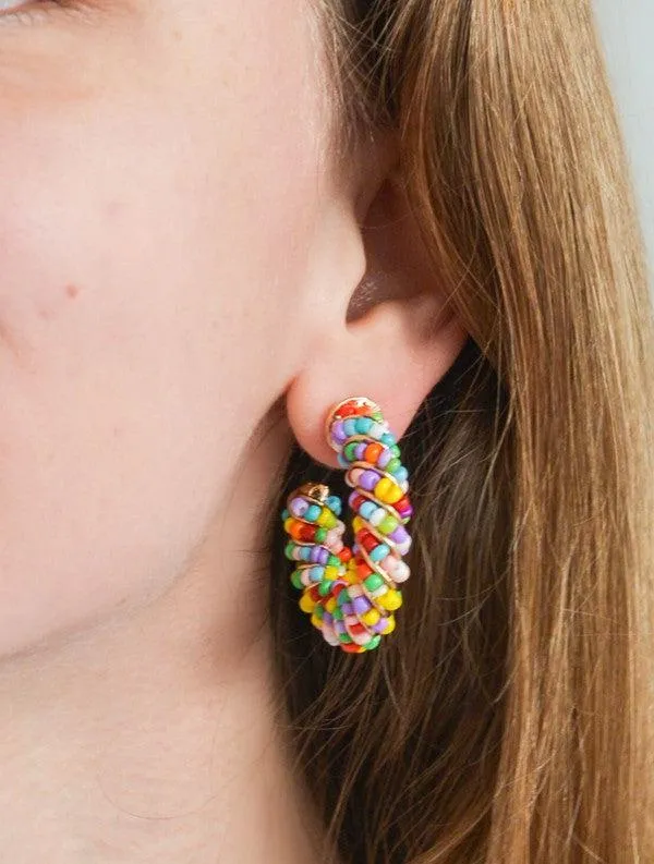 Beaded Statement Hoops