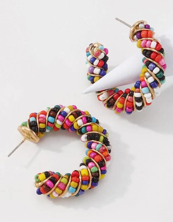 Beaded Statement Hoops