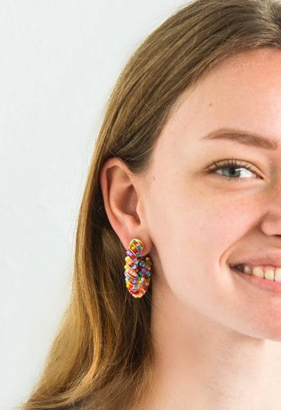 Beaded Statement Hoops