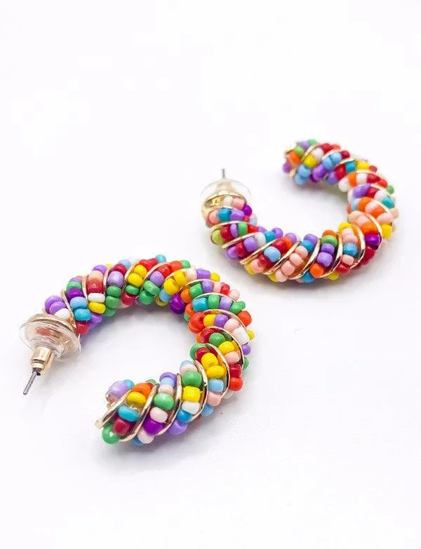 Beaded Statement Hoops