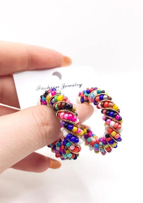 Beaded Statement Hoops