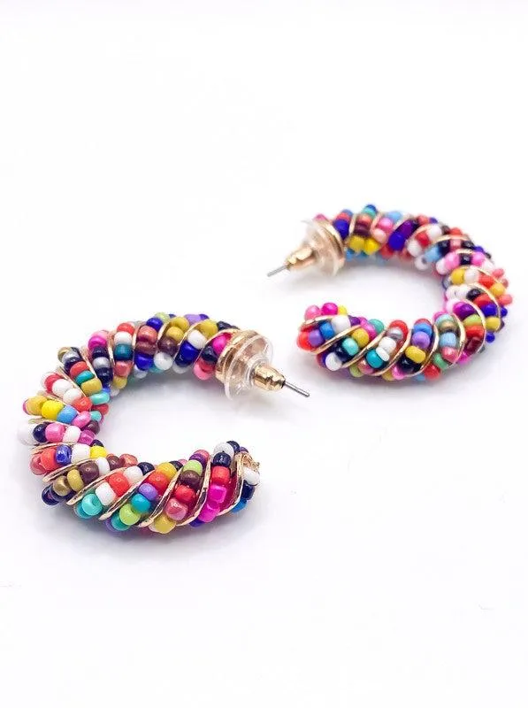 Beaded Statement Hoops