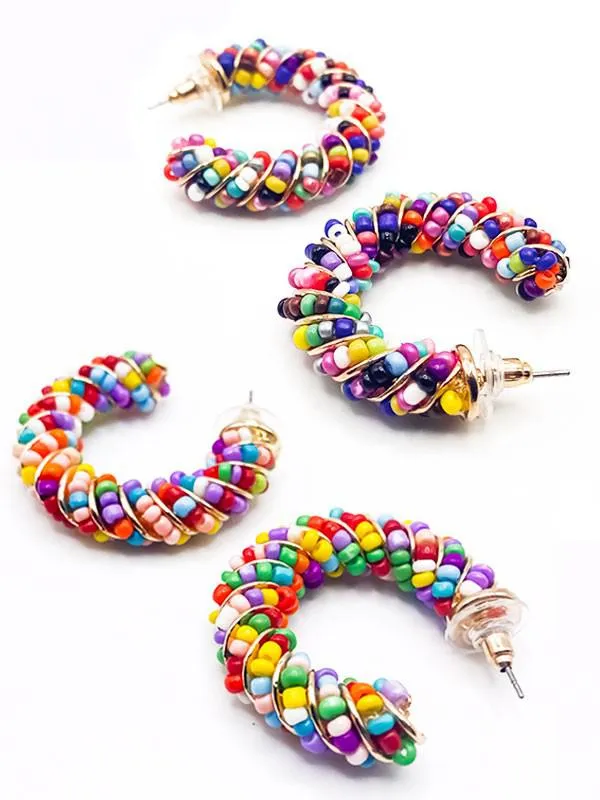 Beaded Statement Hoops