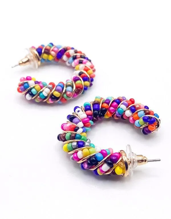 Beaded Statement Hoops