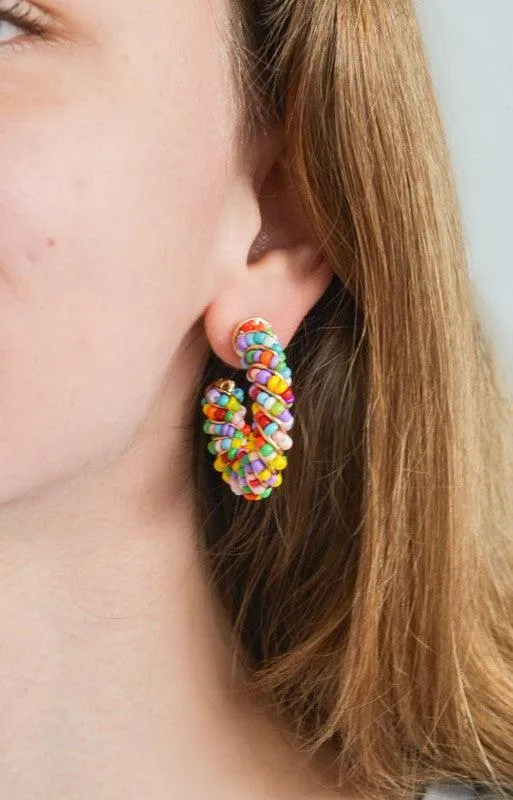Beaded Statement Hoops