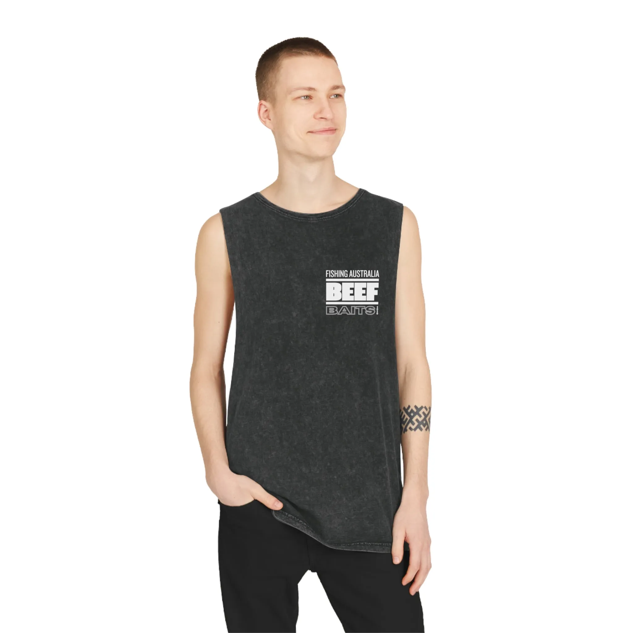 Beef Baits fishing Australia singlet original design Unisex Stonewash Tank Top