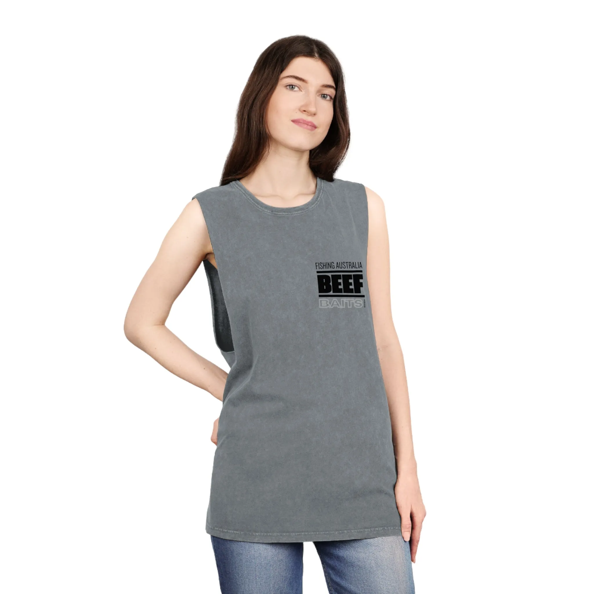 Beef Baits fishing Australia singlet original design Unisex Stonewash Tank Top