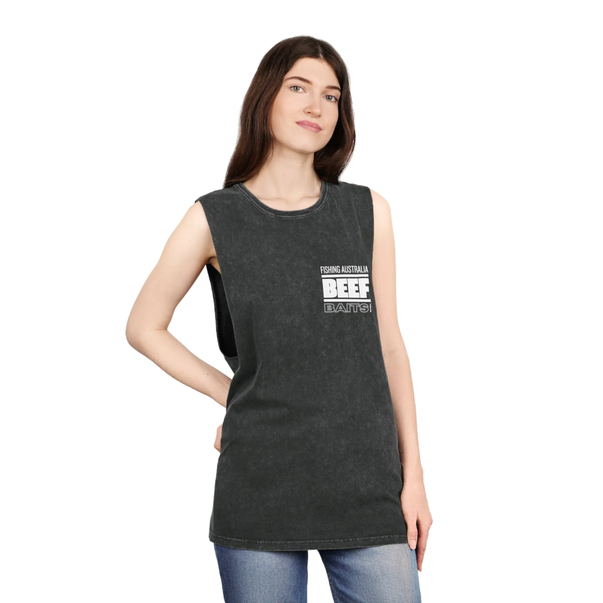 Beef Baits fishing Australia singlet original design Unisex Stonewash Tank Top