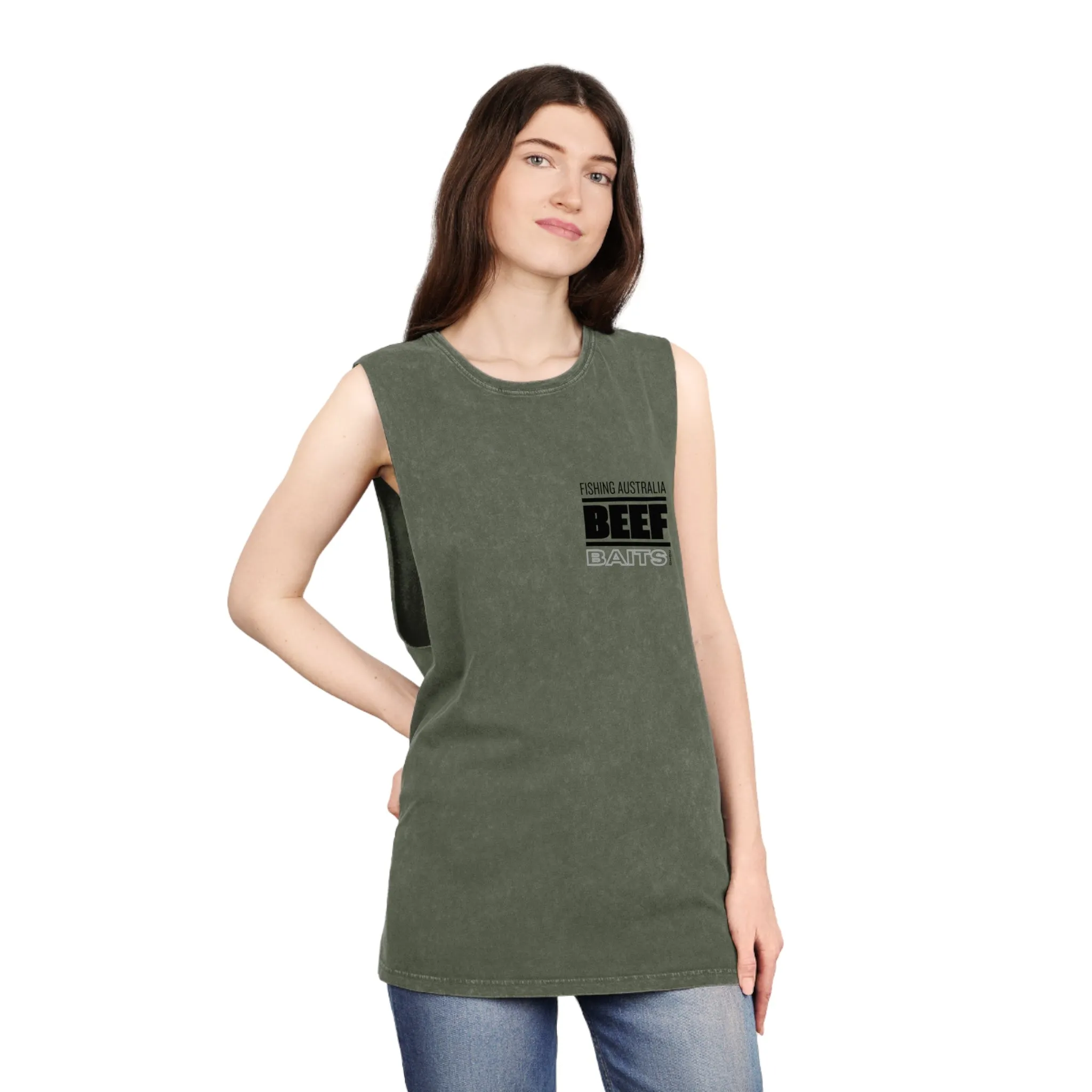 Beef Baits fishing Australia singlet original design Unisex Stonewash Tank Top