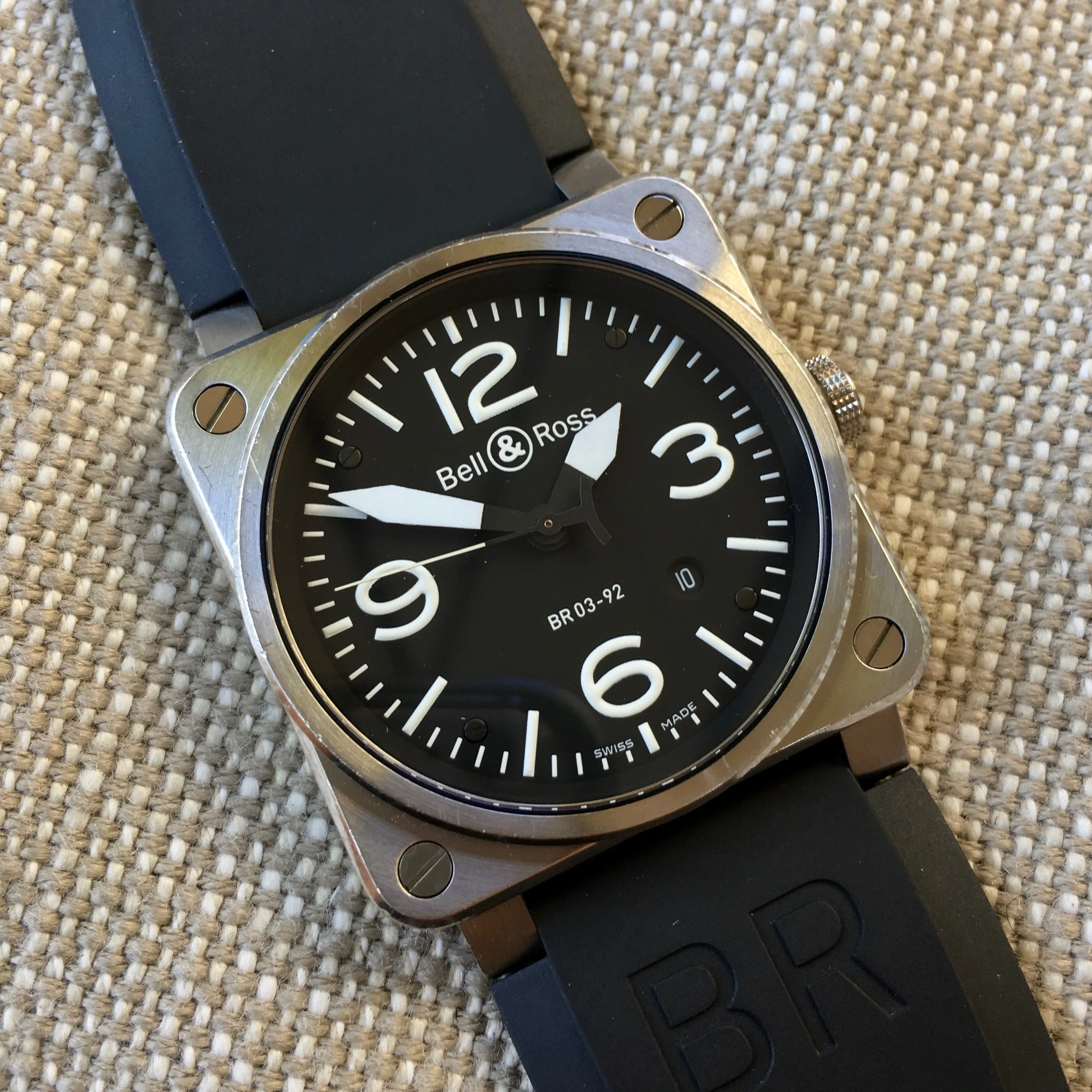 Bell & Ross BR03-92 Stainless Steel Black Automatic Mens Wristwatch