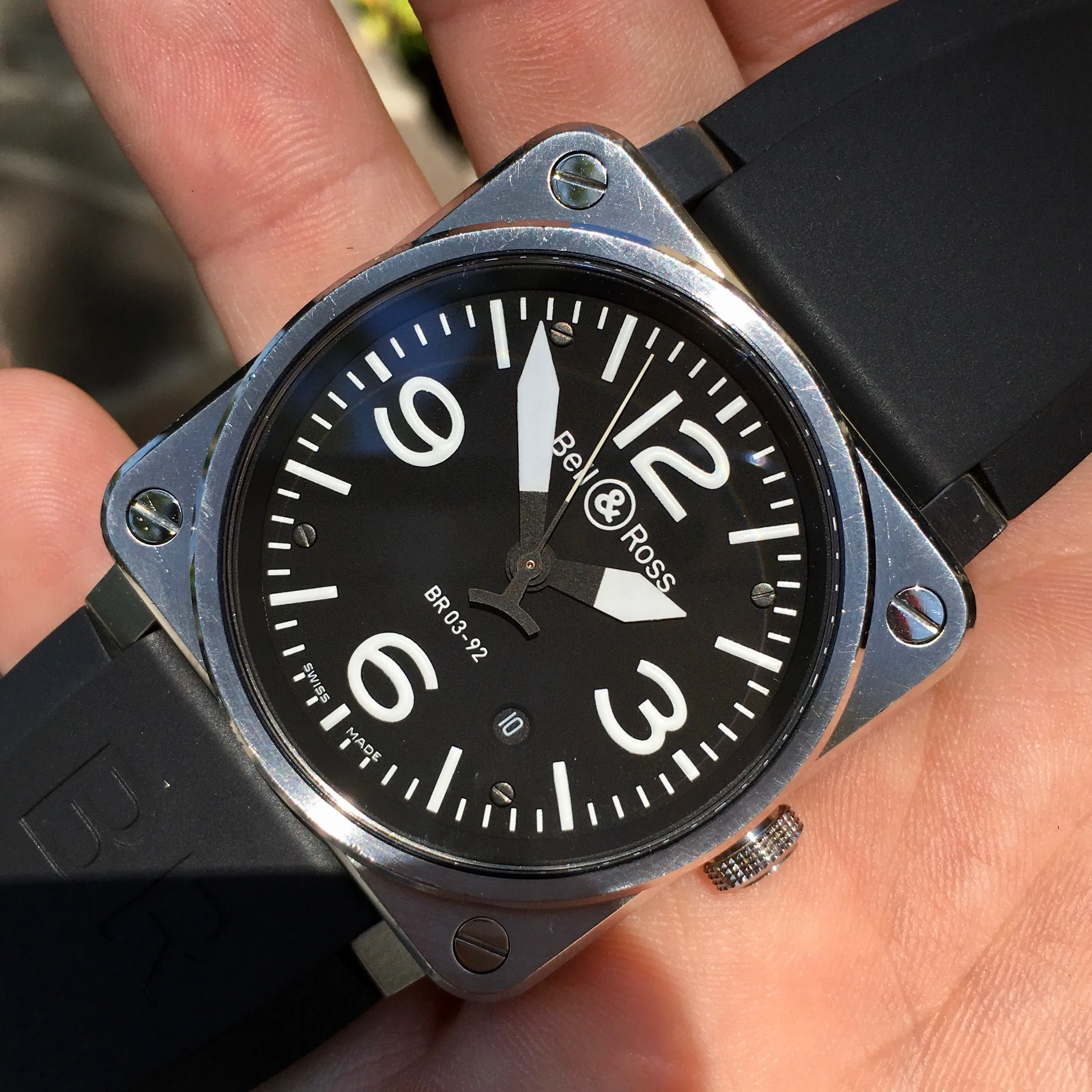 Bell & Ross BR03-92 Stainless Steel Black Automatic Mens Wristwatch