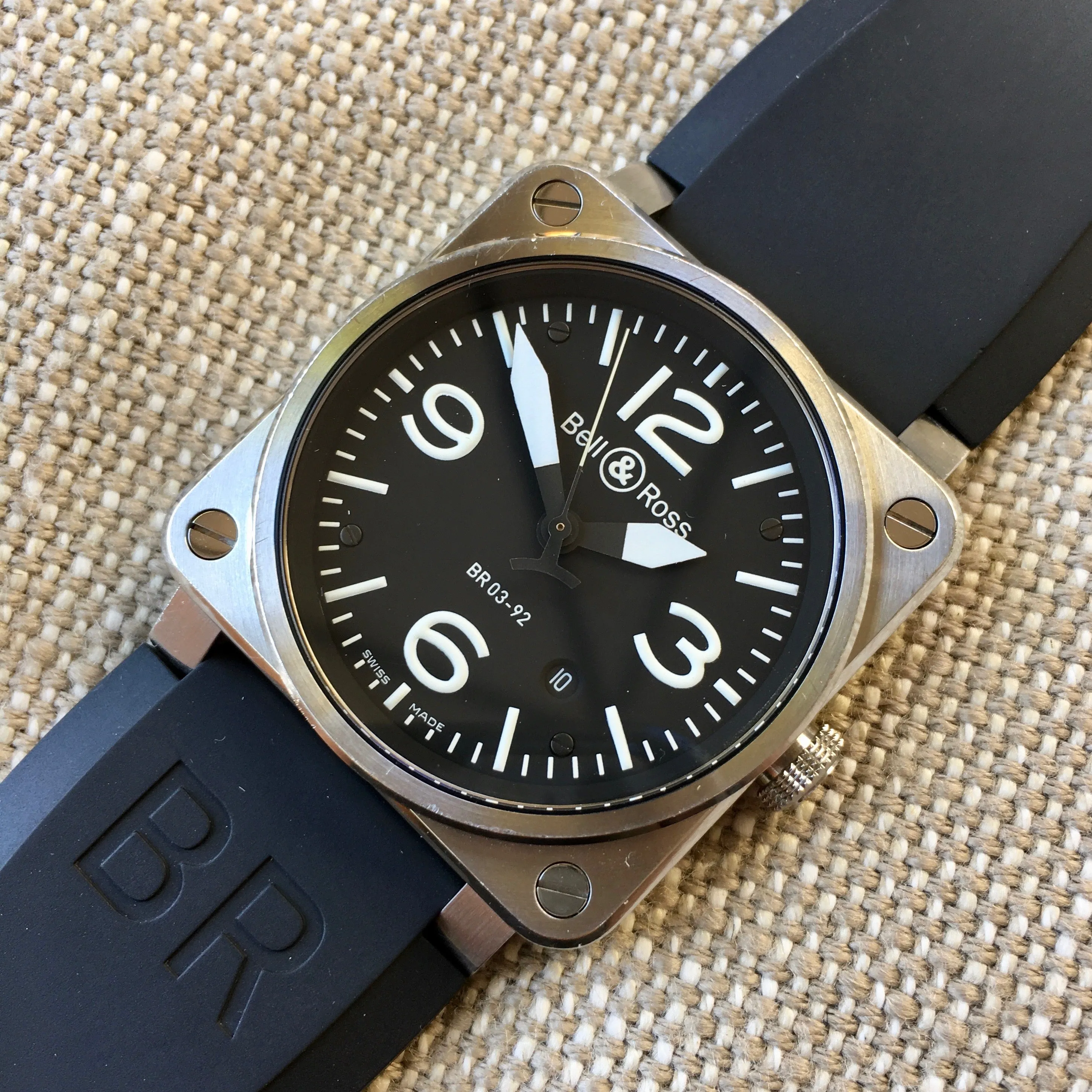 Bell & Ross BR03-92 Stainless Steel Black Automatic Mens Wristwatch