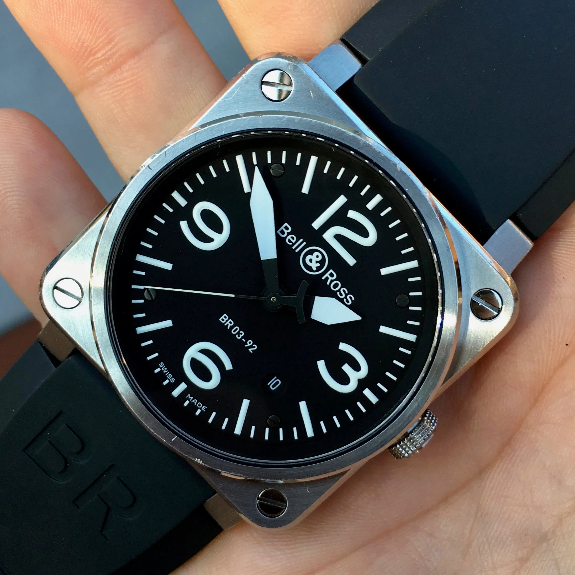 Bell & Ross BR03-92 Stainless Steel Black Automatic Mens Wristwatch