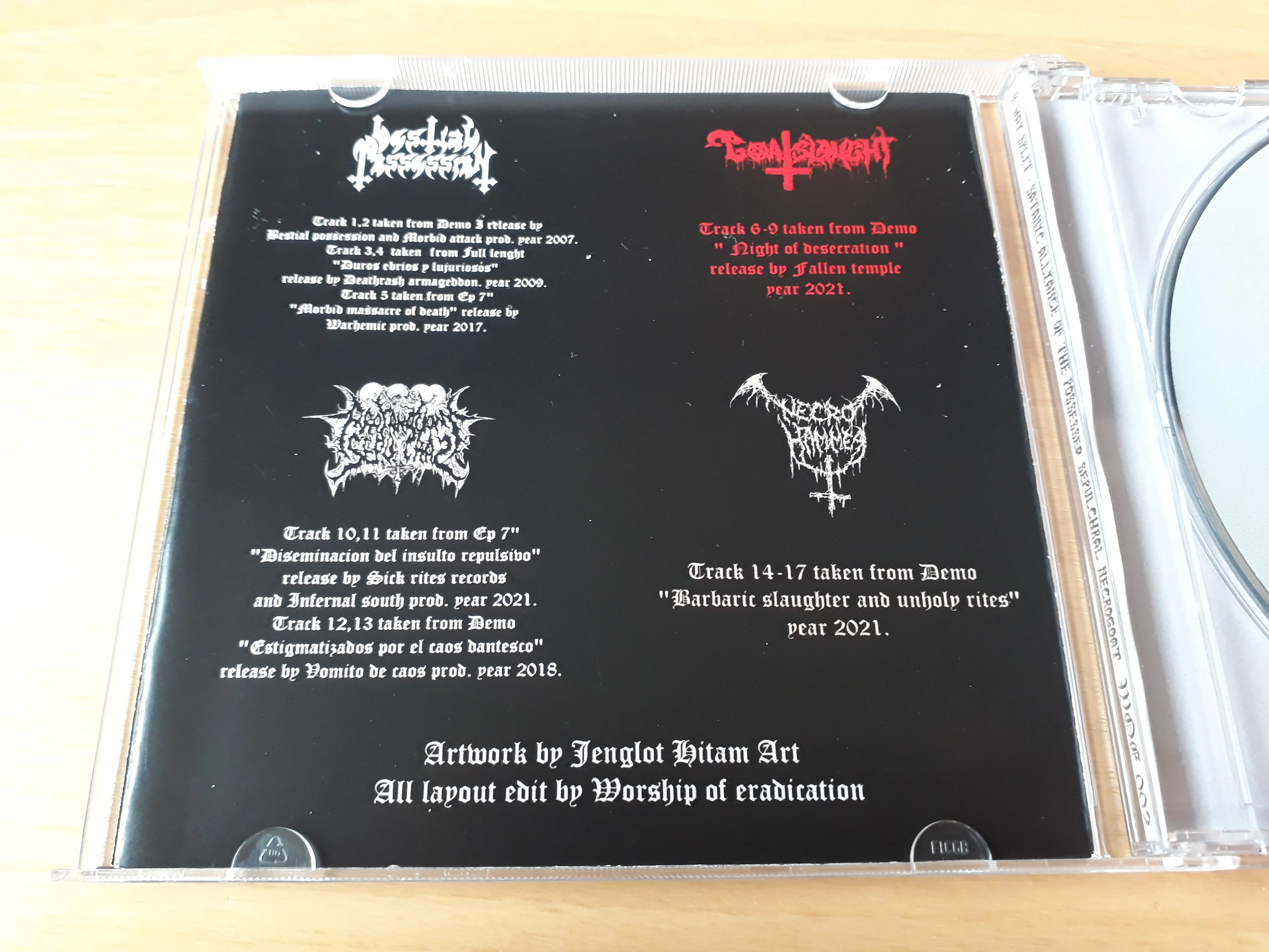 BESTIAL POSSESSION / GOATSLAUGHT / PROFANACION SEPULCRAL / NECROHAMMER - 4 Way Split: Satanic Alliance Of The Possessed Sepulchral Necrogoat CD