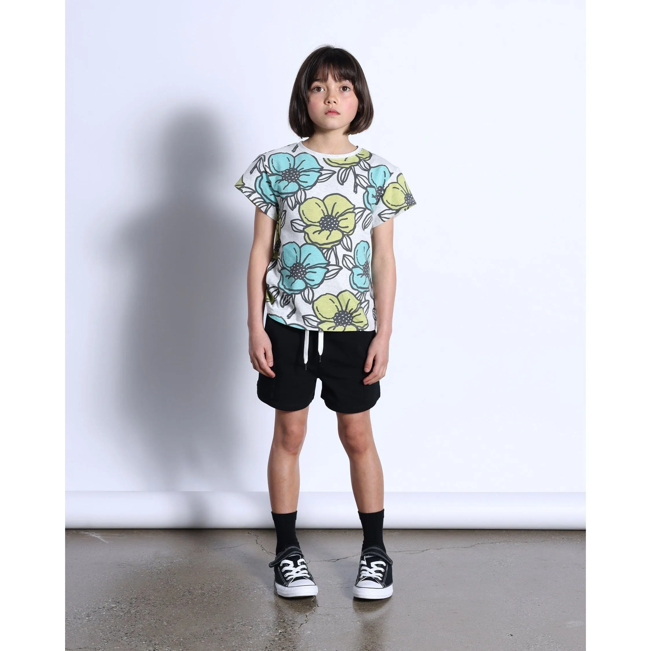 Big Flowers Tee- White Marle