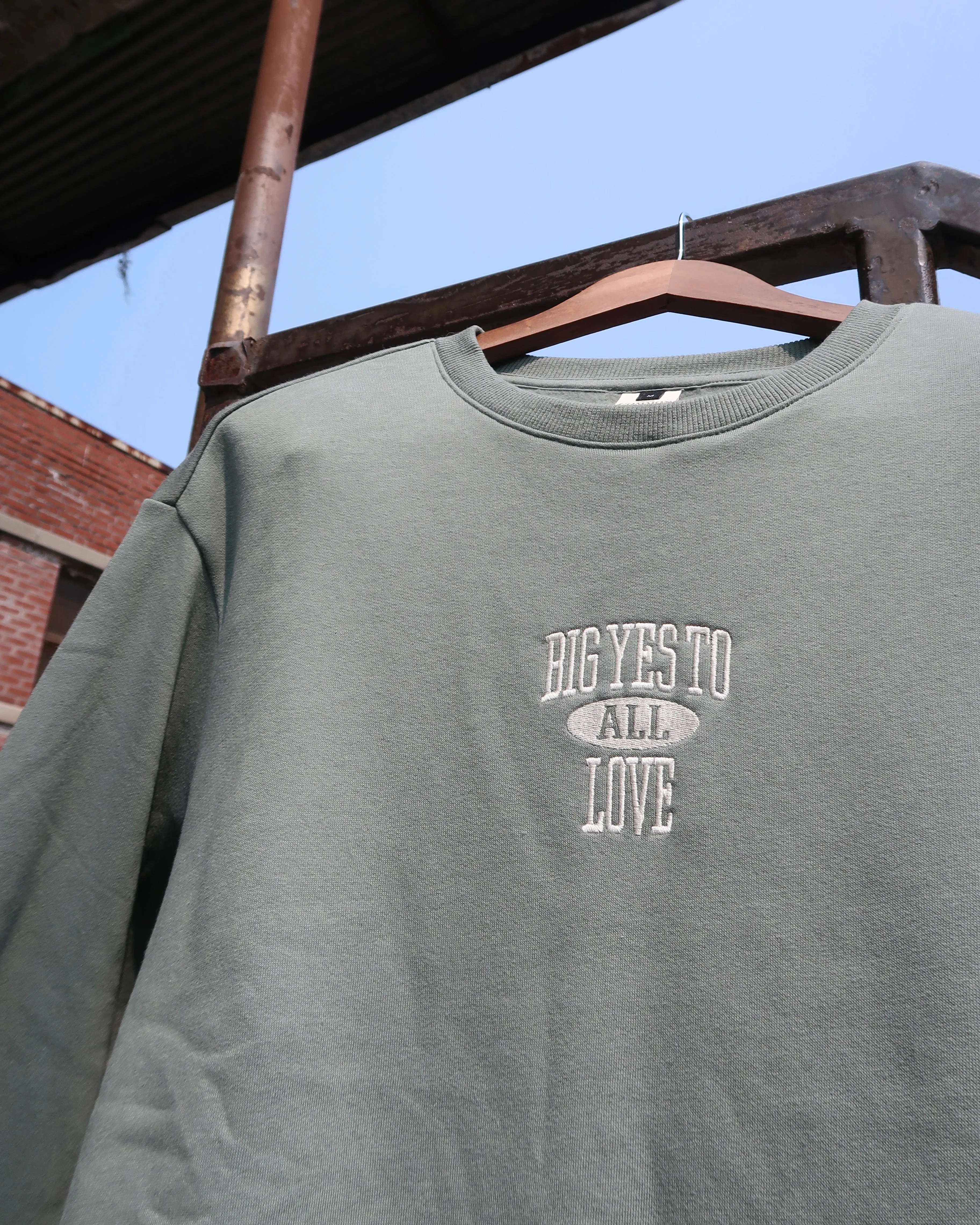 BIG YES TO LOVE Relaxed Crewneck (SAGE)