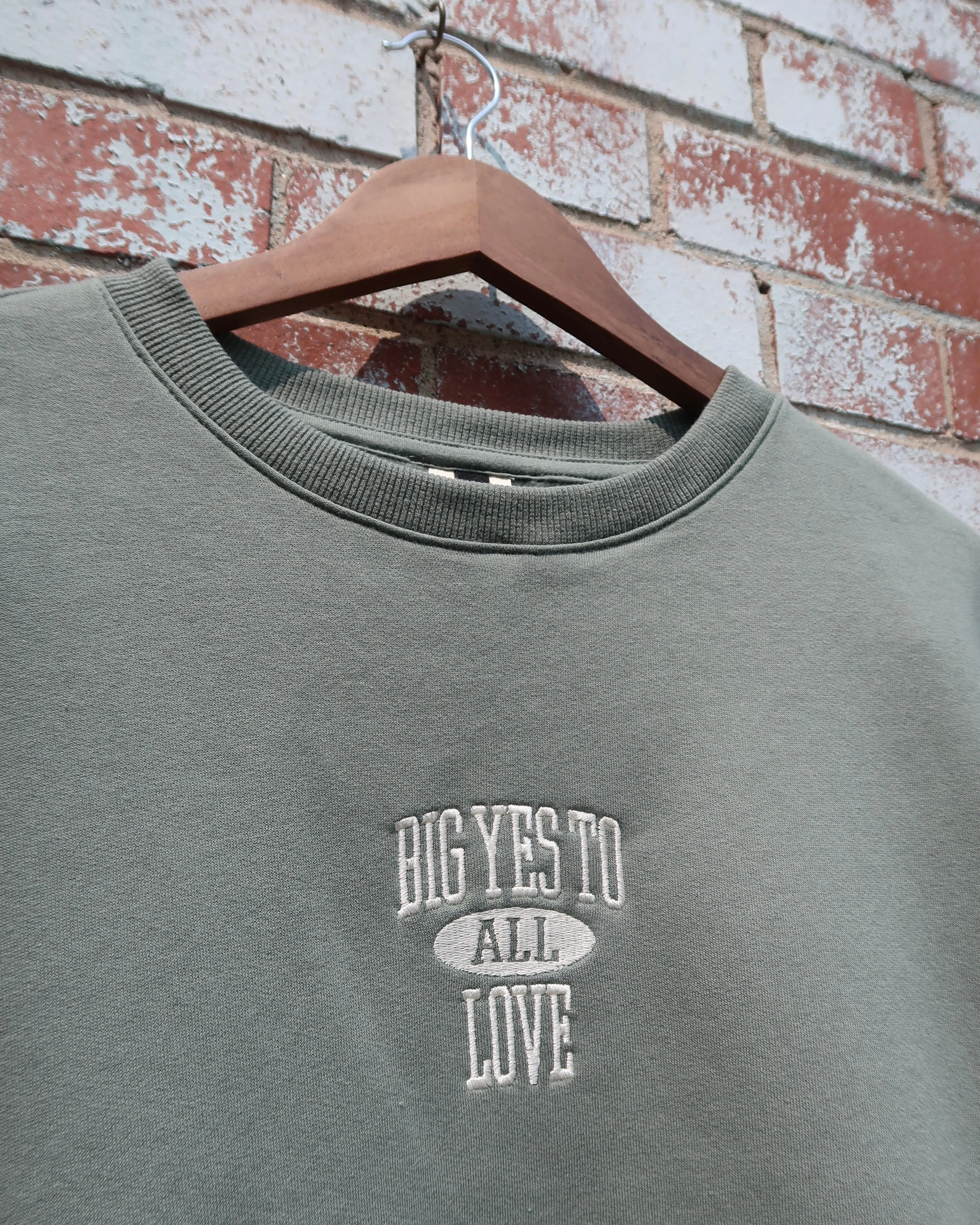 BIG YES TO LOVE Relaxed Crewneck (SAGE)