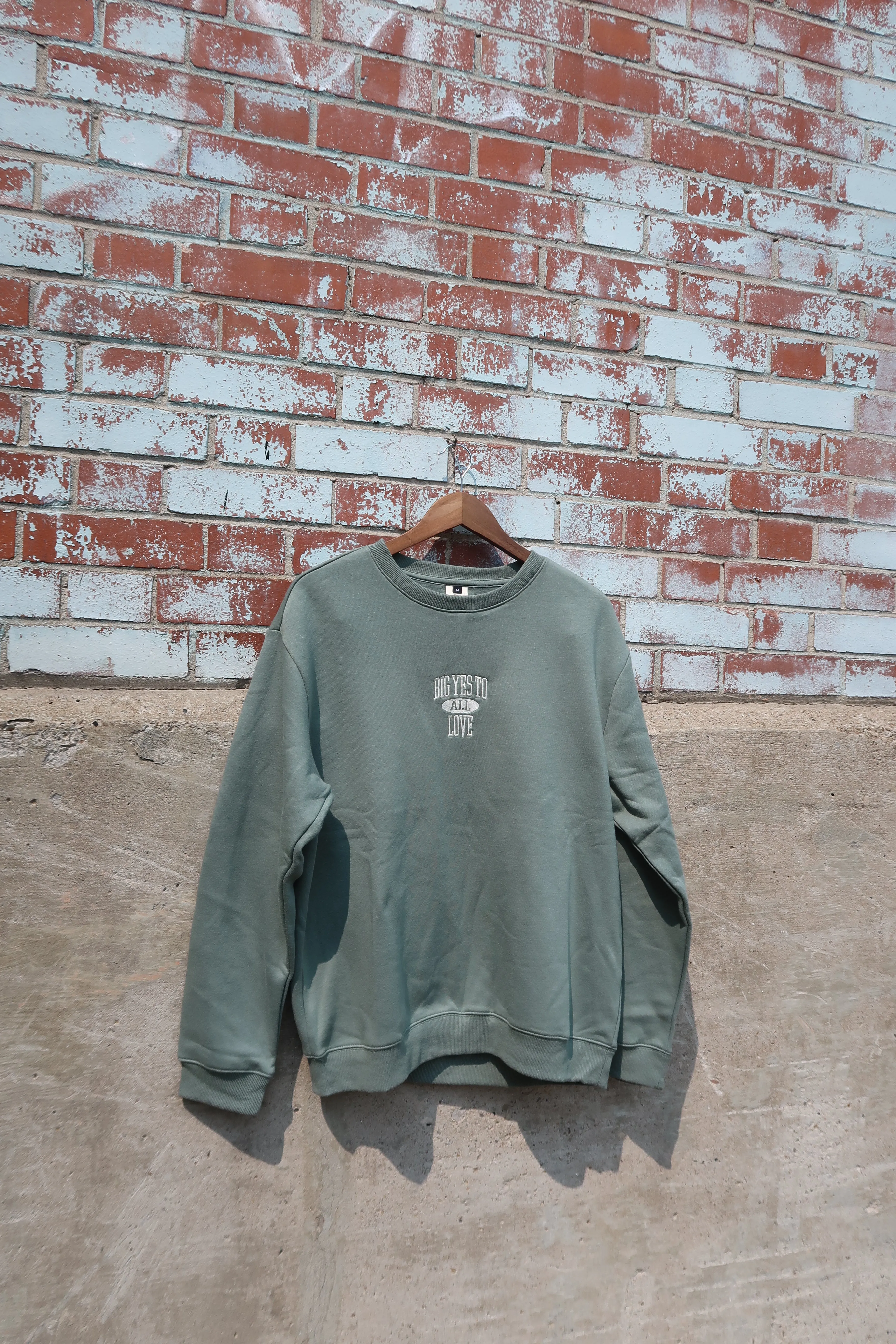 BIG YES TO LOVE Relaxed Crewneck (SAGE)