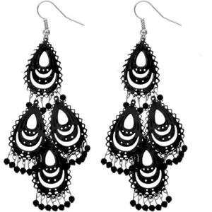 Black Beaded Spanish Drop Earrings