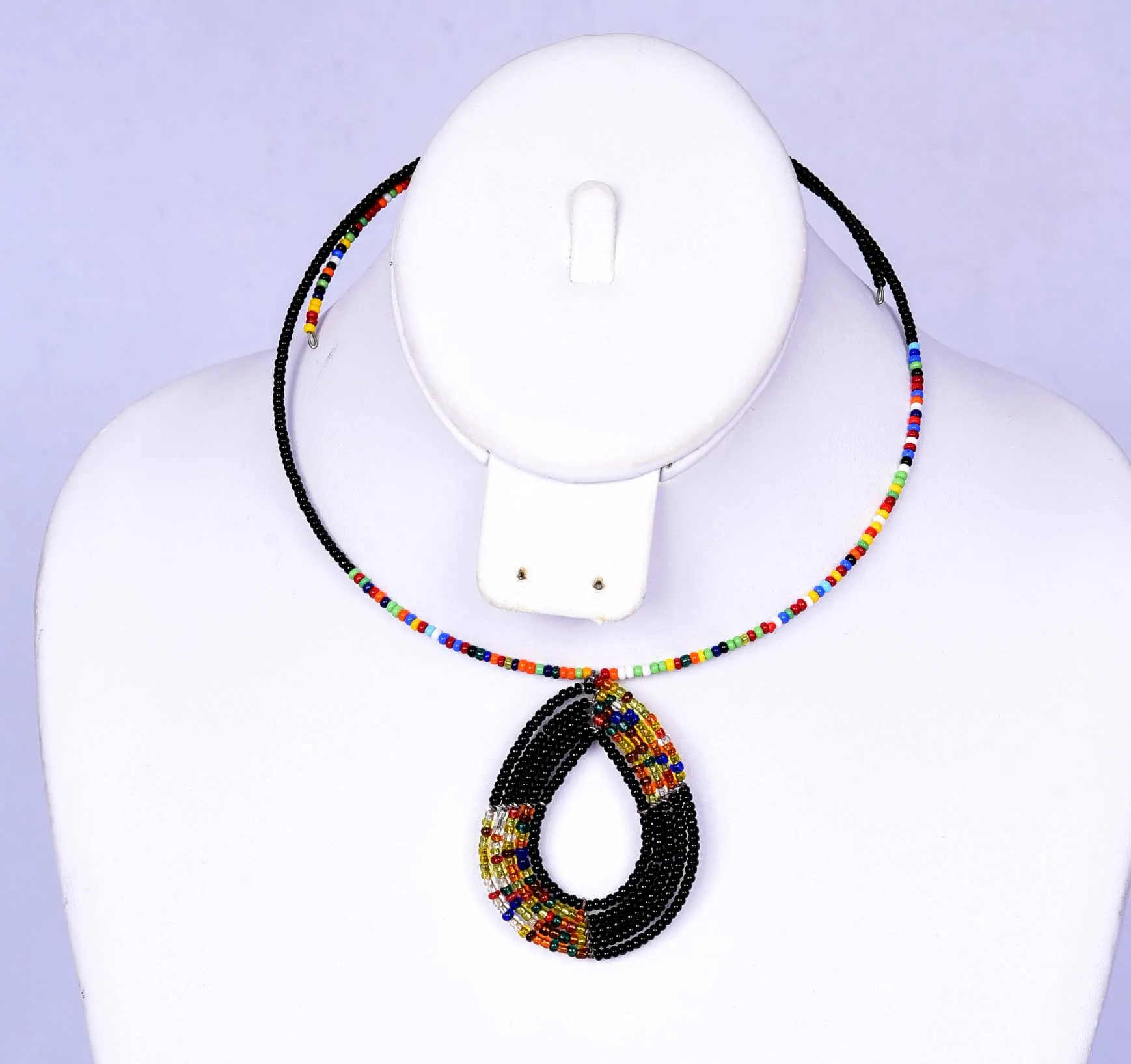 Black Multicolor Beaded Necklace