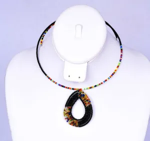 Black Multicolor Beaded Necklace