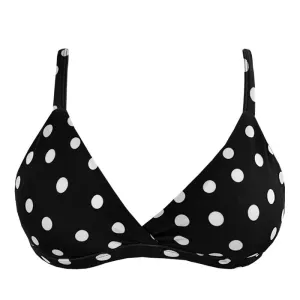 Black White Polka Dots Brazilian Fixed Triangle Bikini Top
