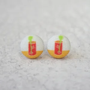 Bloody Mary Fabric Covered Button Earrings
