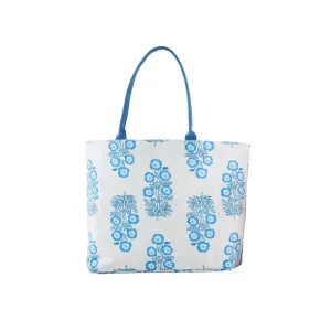 Blue Block Print Tote