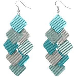 Blue Cascade Layered Dangle Earrings