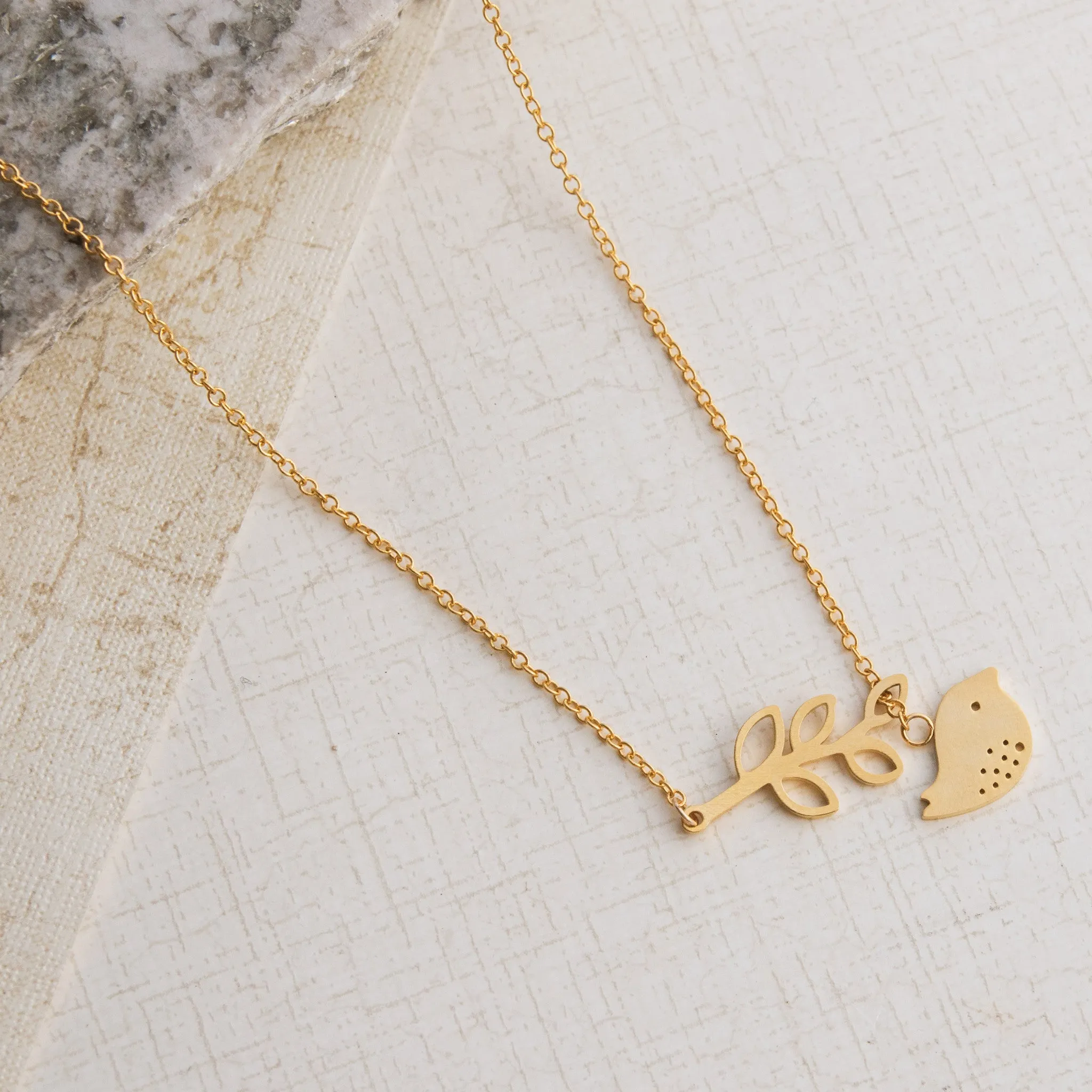 Bluebird Necklace in Gold