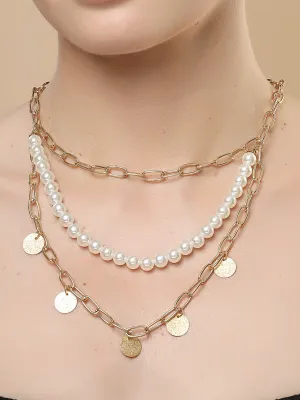 Bohey by KARATCART Gold-Plated Multilayer Chain Necklace for Women Necklace for Women