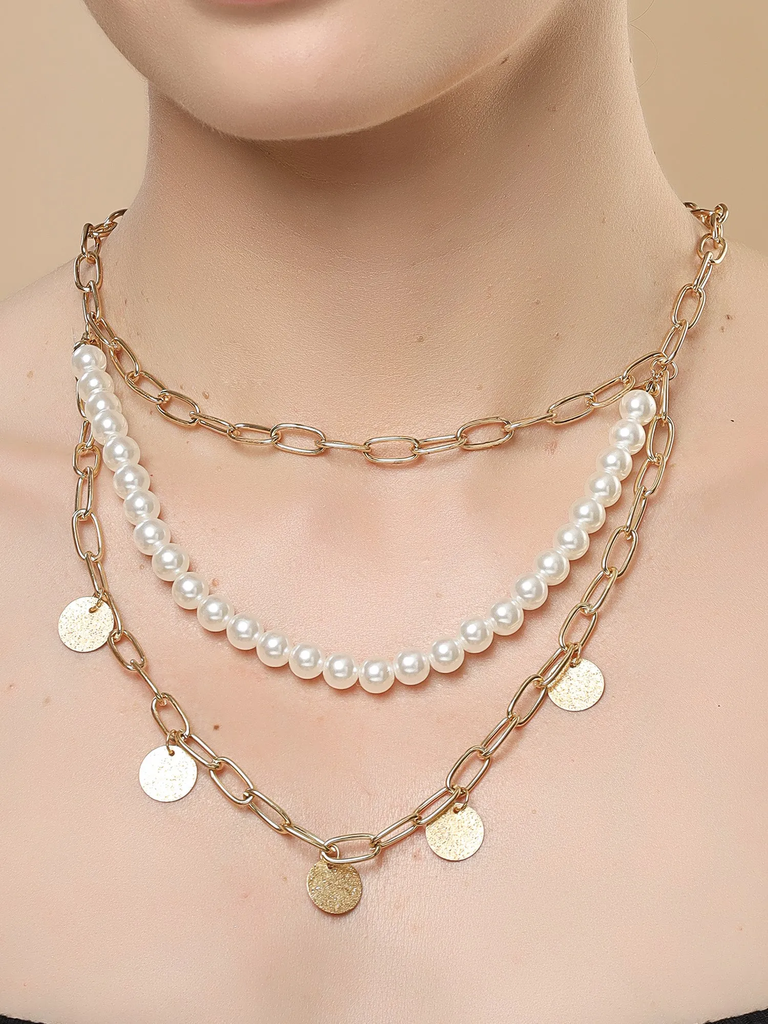 Bohey by KARATCART Gold-Plated Multilayer Chain Necklace for Women Necklace for Women