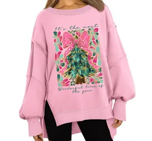 Boutique Balloon Sleeve Most Wonderful Time of The Year Christmas Sweater - Direct To Film Printed