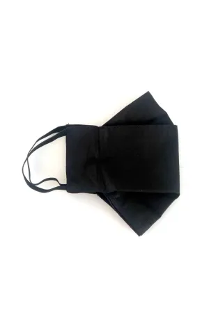 Box Pleated Cotton Mask with Filter Pocket - Black