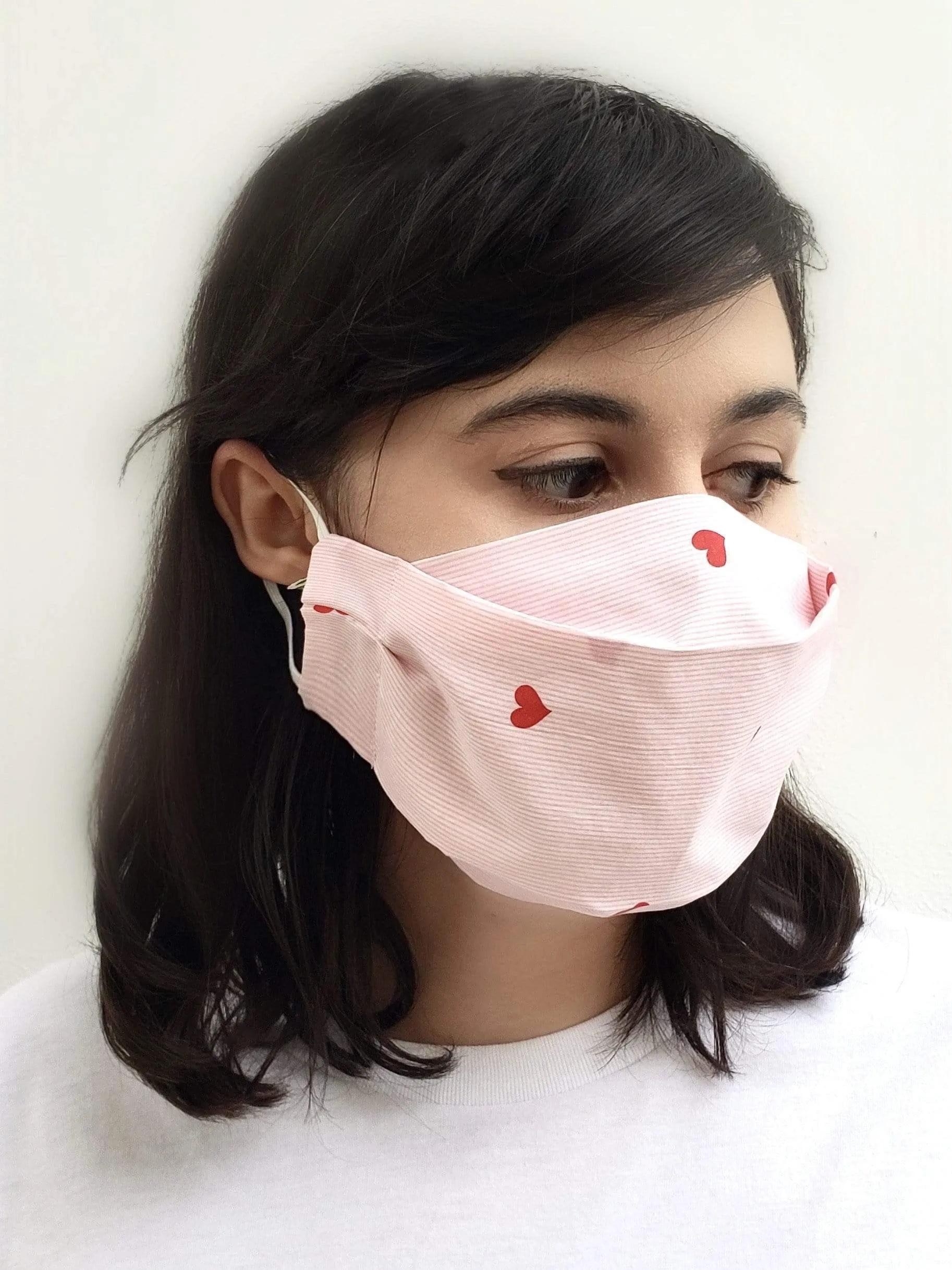 Box Pleated Cotton Mask with Filter Pocket - Black