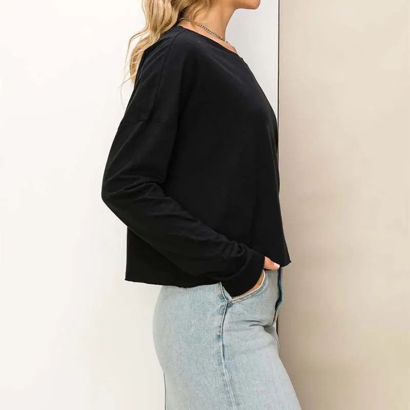 Boxy Crop Long Sleeve T-Shirt