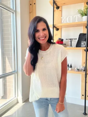 Boxy Pocket Sweater Top in Ivory