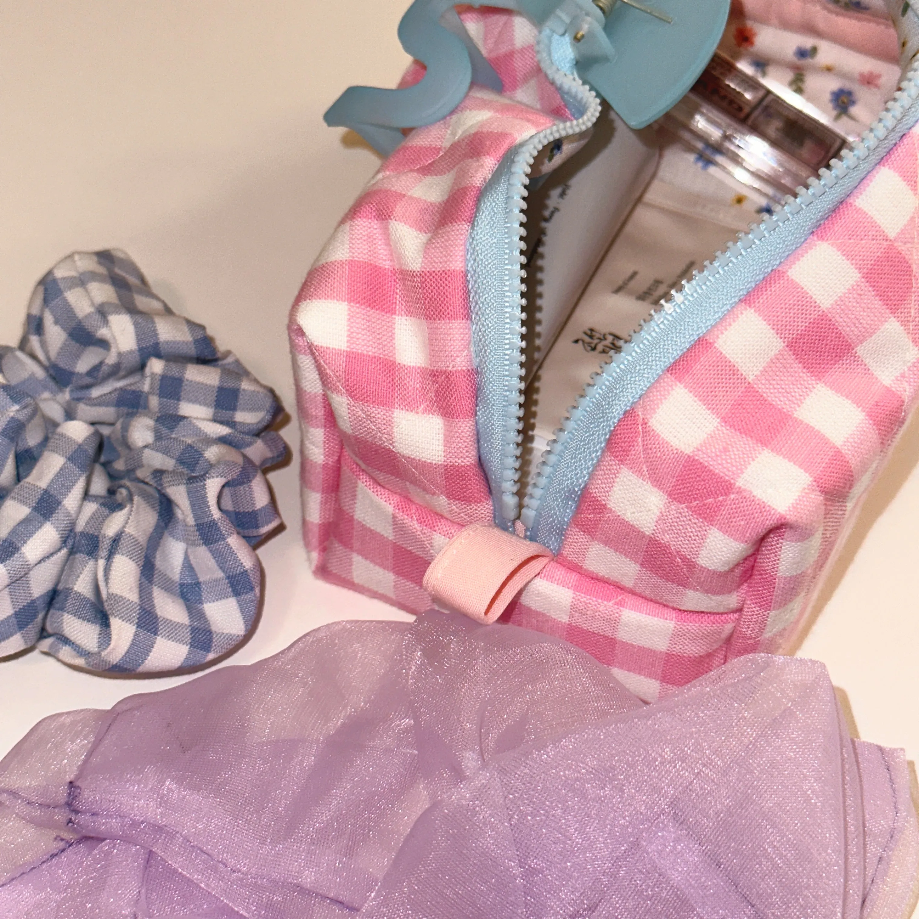 Boxy Pouch - Pink Gingham