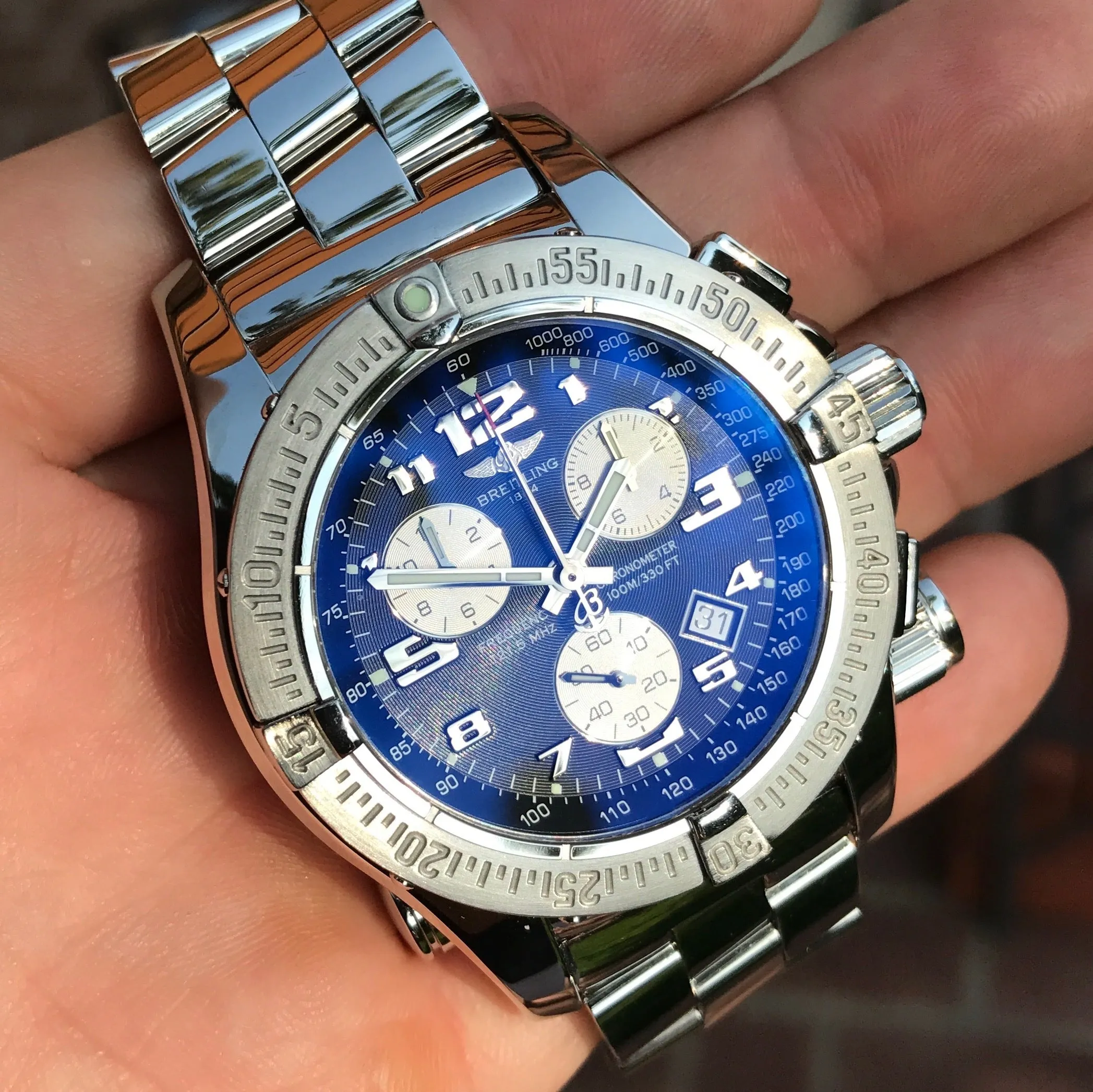 Breitling EMERGENCY MISSION A73322 Stainless Steel Chronograph Aviation Wristwatch Box Papers