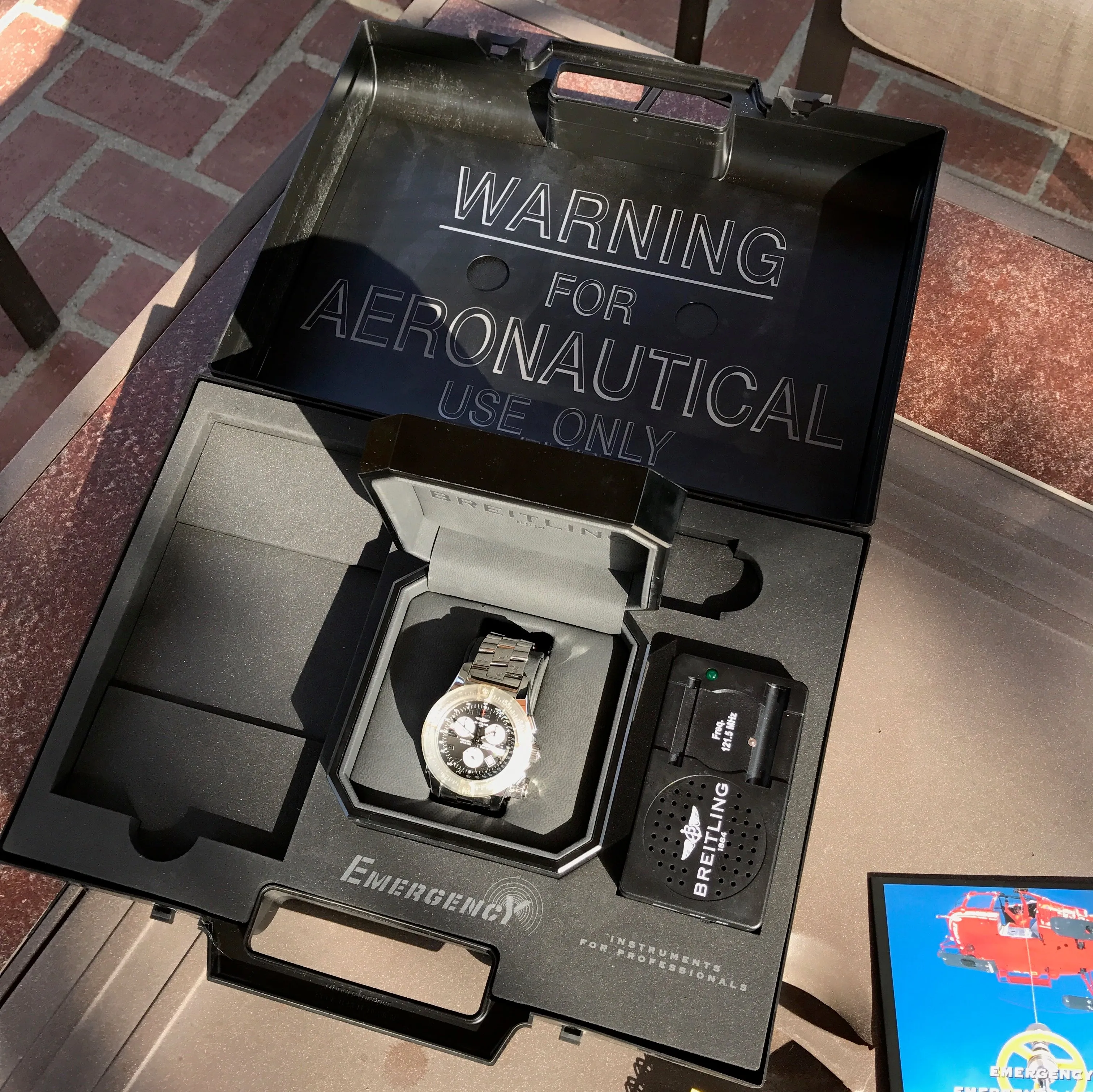 Breitling EMERGENCY MISSION A73322 Stainless Steel Chronograph Aviation Wristwatch Box Papers